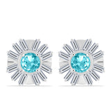 Cercei din Argint 925 ( 3.75 grame ) cu Cuarț Paraiba și Zircon Alb 2.74 Carate