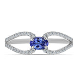 Inel din Argint 925 ( 2.05 grame ) cu Tanzanit AAA și Topaz Alb 0.78 Carate