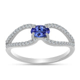 Inel din Argint 925 ( 2.05 grame ) cu Tanzanit AAA și Topaz Alb 0.78 Carate