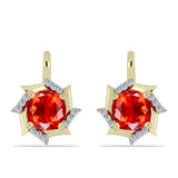 Cercei din Argint 925 Placat cu Aur ( 3.66 grame ) cu Opal Etiopian Lega Dembi Roșu și Topaz Alb 1.75 Carate