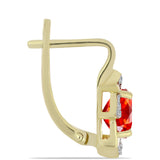 Cercei din Argint 925 Placat cu Aur ( 3.66 grame ) cu Opal Etiopian Lega Dembi Roșu și Topaz Alb 1.75 Carate