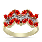 Inel din Argint 925 Placat cu Aur ( 3.39 grame ) cu Opal Etiopian Lega Dembi Roșu și Topaz Alb 1.31 Carate