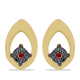 Cercei din Argint 925 Placat cu Aur ( 1.19 grame ) cu Diamant Roșu 0.01 Carate