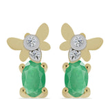 Cercei din Argint 925 Placat cu Aur ( 1.17 grame ) cu Smarald Brazilian și Zircon Alb 0.45 Carate