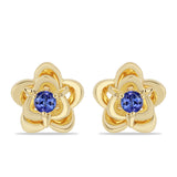 Cercei din Argint 925 Placat cu Aur ( 2.14 grame ) cu Tanzanit 0.26 Carate