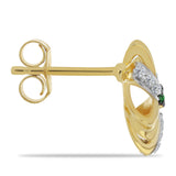 Cercei din Argint 925 Placat cu Aur ( 2 grame ) cu Diamant Verde și Zircon Alb 0.29 Carate