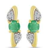 Cercei din Argint 925 Placat cu Aur ( 1.59 grame ) cu Smarald Brazilian și Zircon Alb Natural 0.63 Carate