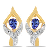 Cercei din Argint 925 Placat cu Aur ( 2.7 grame ) cu Tanzanit și Zircon Alb 0.33 Carate