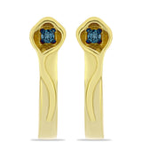 Cercei din Argint 925 Placat cu Aur ( 2.03 grame ) cu Diamant Albastru 0.03 Carate