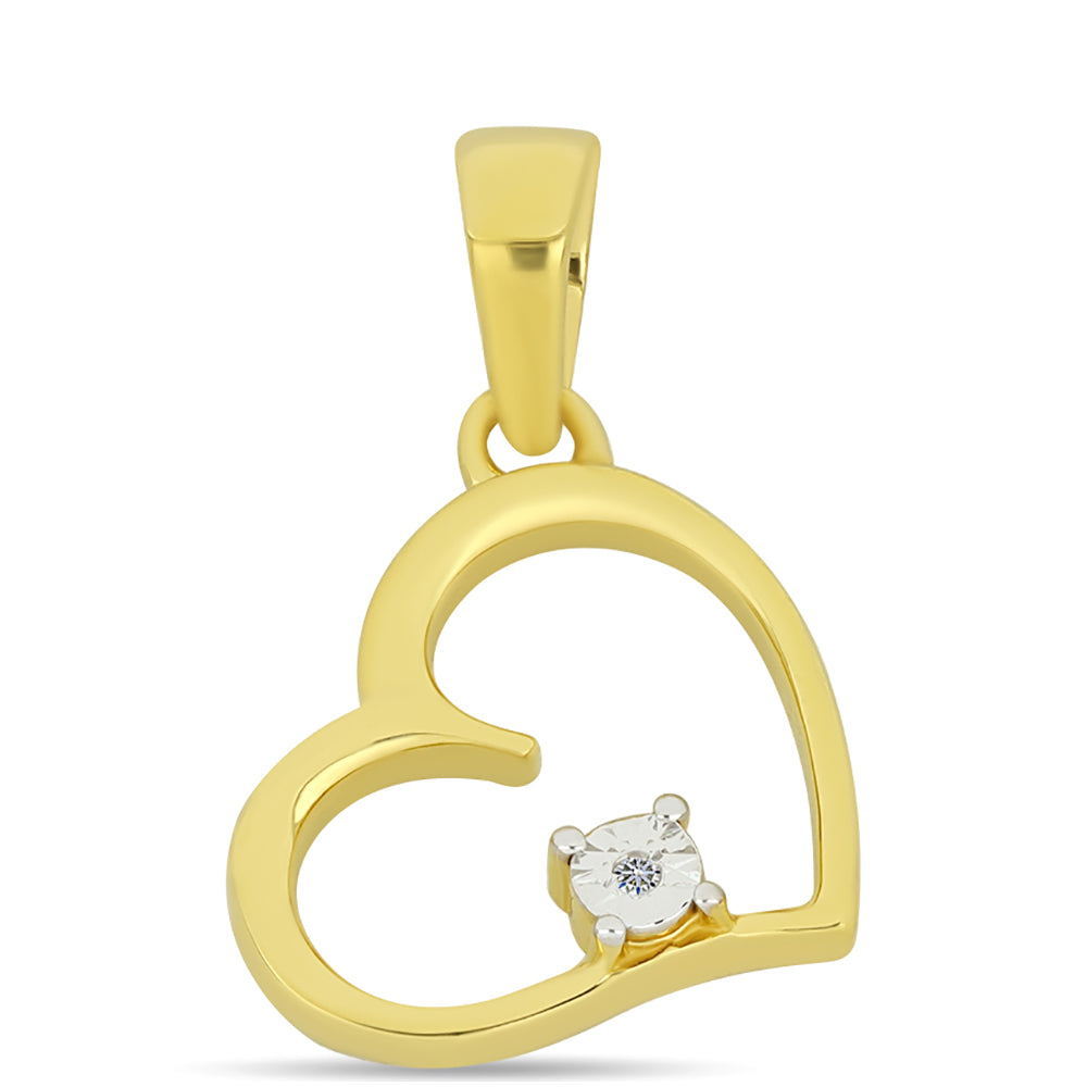 Pandantiv din Argint 925 Placat cu Aur ( 1.61 grame ) cu Diamant Alb 0.01 Carate