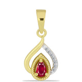 Pandantiv din Argint 925 Placat cu Aur ( 1.47 grame ) cu Rubin Malagasy și Zircon Alb 0.4 Carate