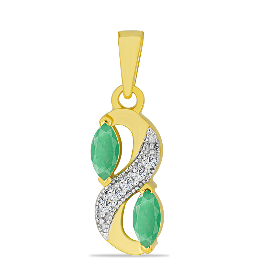 Pandantiv din Argint 925 Placat cu Aur ( 1.39 grame ) cu Smarald Brazilian și Zircon Alb 0.58 Carate