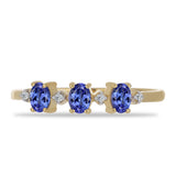Inel din Argint 925 Placat cu Aur ( 1.5 grame ) cu Tanzanit și Zircon Alb 0.55 Carate