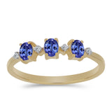 Inel din Argint 925 Placat cu Aur ( 1.5 grame ) cu Tanzanit și Zircon Alb 0.55 Carate
