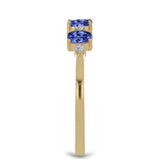 Inel din Argint 925 Placat cu Aur ( 1.5 grame ) cu Tanzanit și Zircon Alb 0.55 Carate