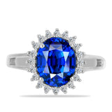 Inel din Argint 925 ( 2.71 grame ) cu Safir Sintetic și Zircon Alb 2.35 Carate