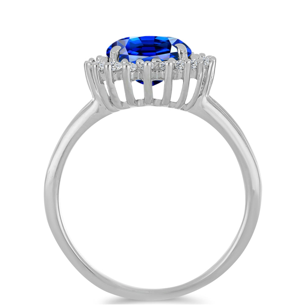 Inel din Argint 925 ( 2.71 grame ) cu Safir Sintetic și Zircon Alb 2.35 Carate