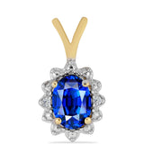Pandantiv din Argint 925 Placat cu Aur ( 0.65 grame ) cu Safir Albastru Australian și Zircon Alb 1.15 Carate