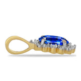 Pandantiv din Argint 925 Placat cu Aur ( 0.65 grame ) cu Safir Albastru Australian și Zircon Alb 1.15 Carate