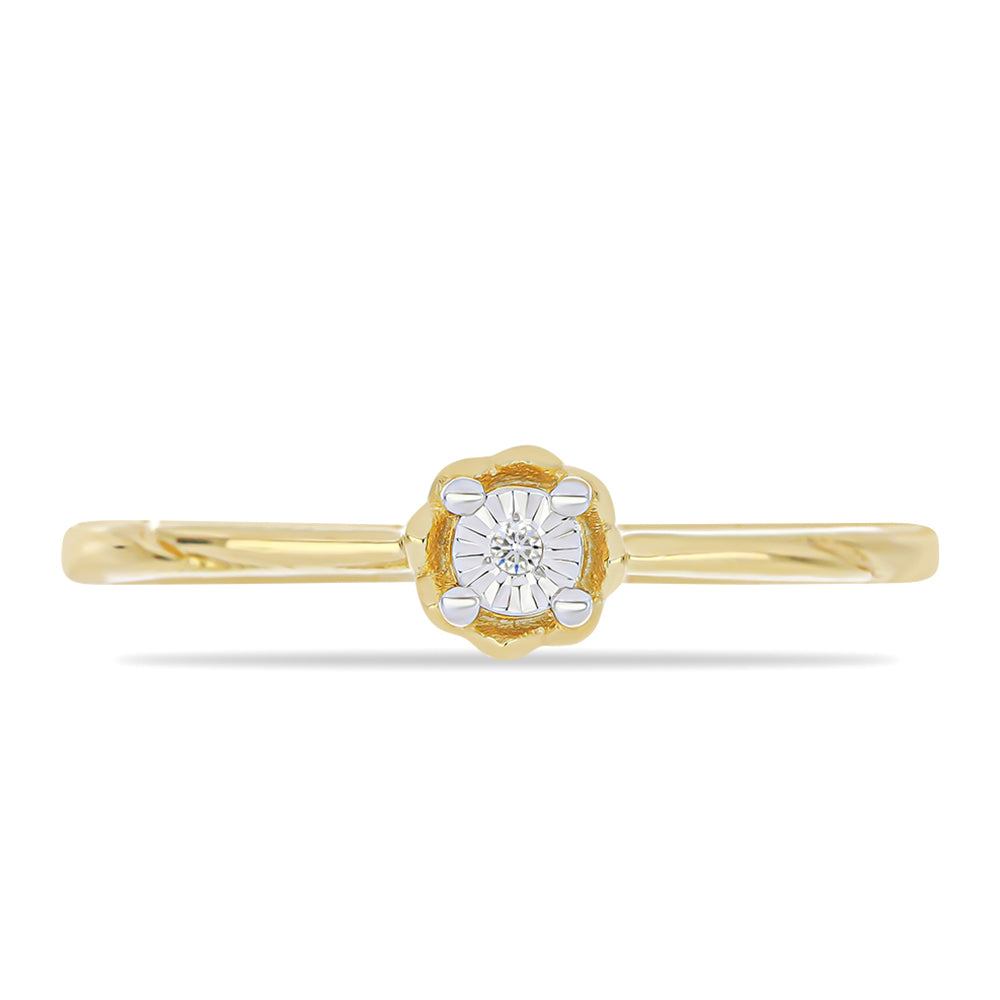 Inel din Argint 925 Placat cu Aur ( 1.17 grame ) cu Diamant Alb 0.01 Carate