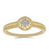 Inel din Argint 925 Placat cu Aur ( 1.91 grame ) cu Diamant Alb 0.01 Carate