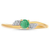 Inel din Argint 925 Placat cu Aur ( 1.55 grame ) cu Smarald Brazilian și Zircon Alb 0.32 Carate