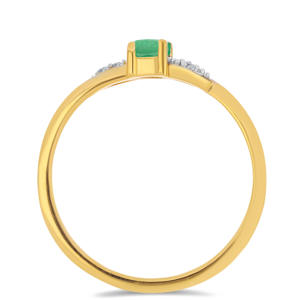 Inel din Argint 925 Placat cu Aur ( 1.55 grame ) cu Smarald Brazilian și Zircon Alb 0.32 Carate