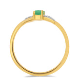 Inel din Argint 925 Placat cu Aur ( 1.55 grame ) cu Smarald Brazilian și Zircon Alb 0.32 Carate