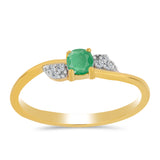Inel din Argint 925 Placat cu Aur ( 1.55 grame ) cu Smarald Brazilian și Zircon Alb 0.32 Carate