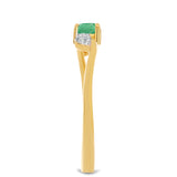 Inel din Argint 925 Placat cu Aur ( 1.55 grame ) cu Smarald Brazilian și Zircon Alb 0.32 Carate