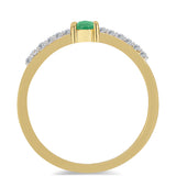 Inel din Argint 925 Placat cu Aur ( 1.48 grame ) cu Smarald Brazilian și Zircon Alb 0.32 Carate