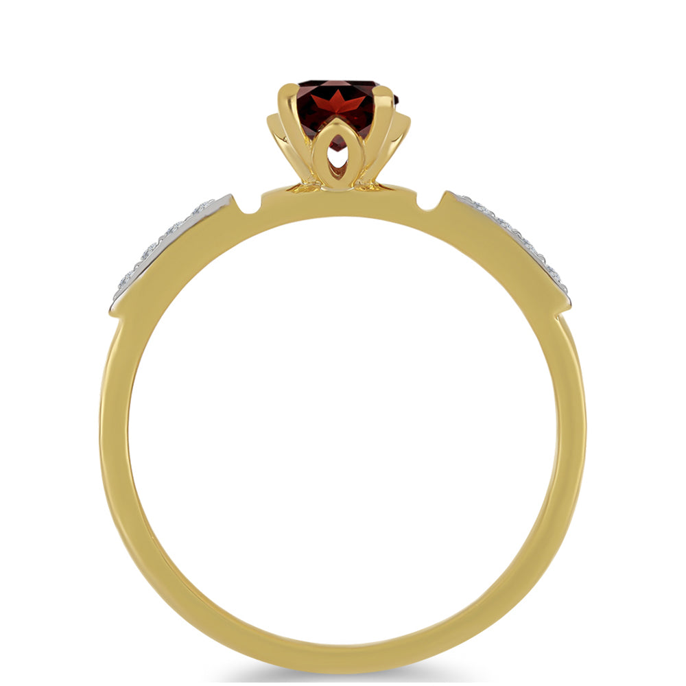 Inel din Argint 925 Placat cu Aur ( 2.1 grame ) cu Granat Barton și Zircon Alb 0.74 Carate