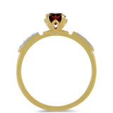 Inel din Argint 925 Placat cu Aur ( 2.1 grame ) cu Granat Barton și Zircon Alb 0.74 Carate