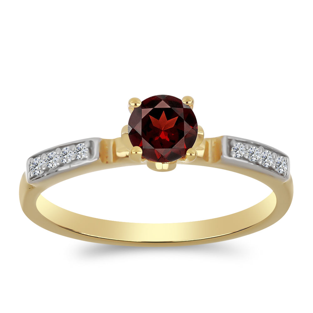Inel din Argint 925 Placat cu Aur ( 2.1 grame ) cu Granat Barton și Zircon Alb 0.74 Carate