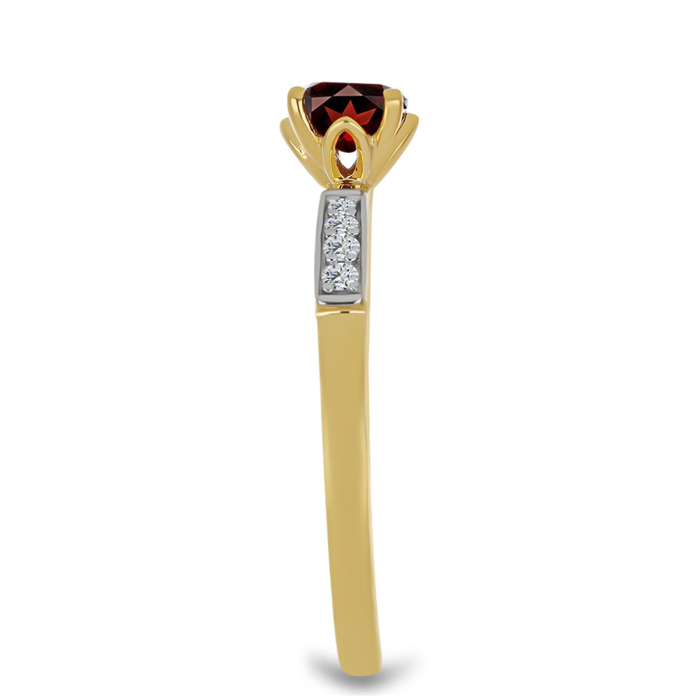 Inel din Argint 925 Placat cu Aur ( 2.1 grame ) cu Granat Barton și Zircon Alb 0.74 Carate