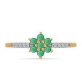 Inel din Argint 925 Placat cu Aur ( 1.47 grame ) cu Smarald Brazilian și Zircon Alb 0.41 Carate