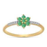 Inel din Argint 925 Placat cu Aur ( 1.44 grame ) cu Smarald Brazilian și Zircon Alb 0.41 Carate