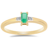 Inel din Argint 925 Placat cu Aur ( 2.09 grame ) cu Smarald Brazilian și Zircon Alb 0.3 Carate