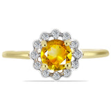 Inel din Argint 925 Placat cu Aur ( 2.19 grame ) cu Citrin Ural și Zircon Alb 1.01 Carate