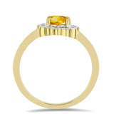 Inel din Argint 925 Placat cu Aur ( 2.19 grame ) cu Citrin Ural și Zircon Alb 1.01 Carate