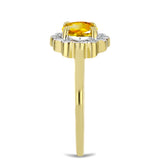 Inel din Argint 925 Placat cu Aur ( 2.19 grame ) cu Citrin Ural și Zircon Alb 1.01 Carate