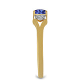 Inel din Argint 925 Placat cu Aur ( 2.21 grame ) cu Tanzanit și Zircon Alb 0.28 Carate