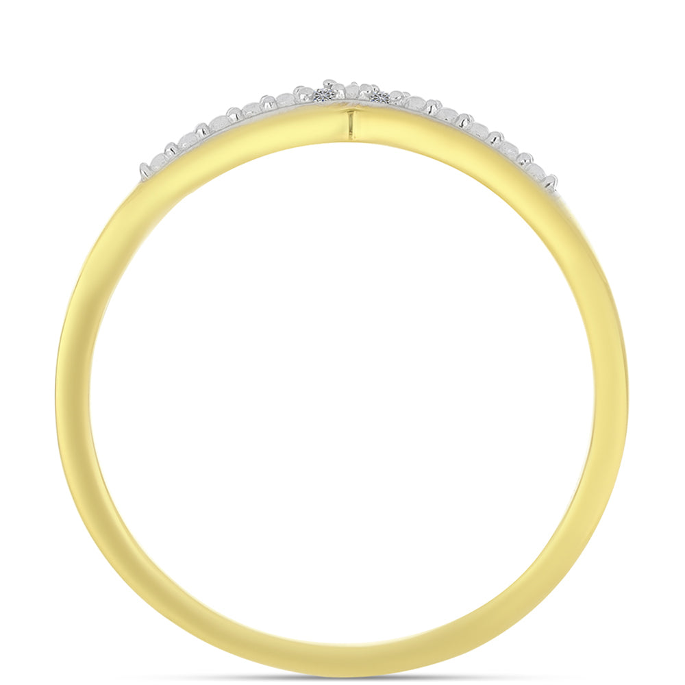 Inel din Argint 925 Placat cu Aur ( 1.84 grame ) cu Diamant Alb 0.02 Carate