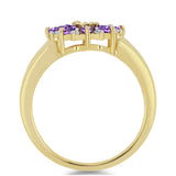 Inel din Argint 925 Placat cu Aur ( 2.56 grame ) cu Ametist Marocan și Zircon Alb 0.75 Carate