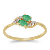 Inel din Argint 925 Placat cu Aur ( 1.76 grame ) cu Smarald Brazilian și Zircon Alb 0.48 Carate