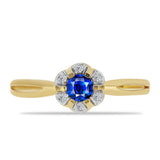 Inel din Argint 925 Placat cu Aur ( 1.94 grame ) cu Safir Albastru Australian și Zircon Alb 0.46 Carate