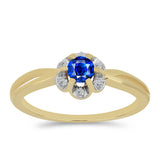 Inel din Argint 925 Placat cu Aur ( 1.94 grame ) cu Safir Albastru Australian și Zircon Alb 0.46 Carate