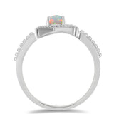 Inel din Argint 925 ( 2.31 grame ) cu Opal Etiopian Lega Dembi și Zircon Alb 0.31 Carate