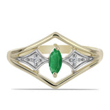 Inel din Argint 925 Placat cu Aur ( 2.69 grame ) cu Smarald Brazilian și Zircon Alb Natural 0.3 Carate
