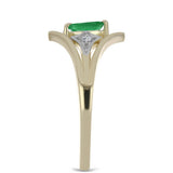 Inel din Argint 925 Placat cu Aur ( 2.69 grame ) cu Smarald Brazilian și Zircon Alb Natural 0.3 Carate